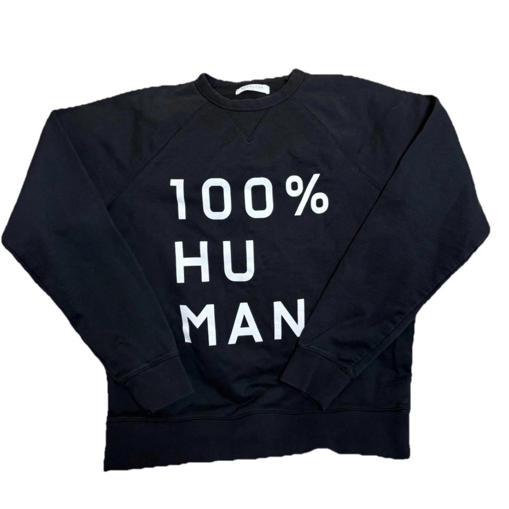 Everlane Sweatshirt Women's Medium Retro Black Crewneck "100% Human"